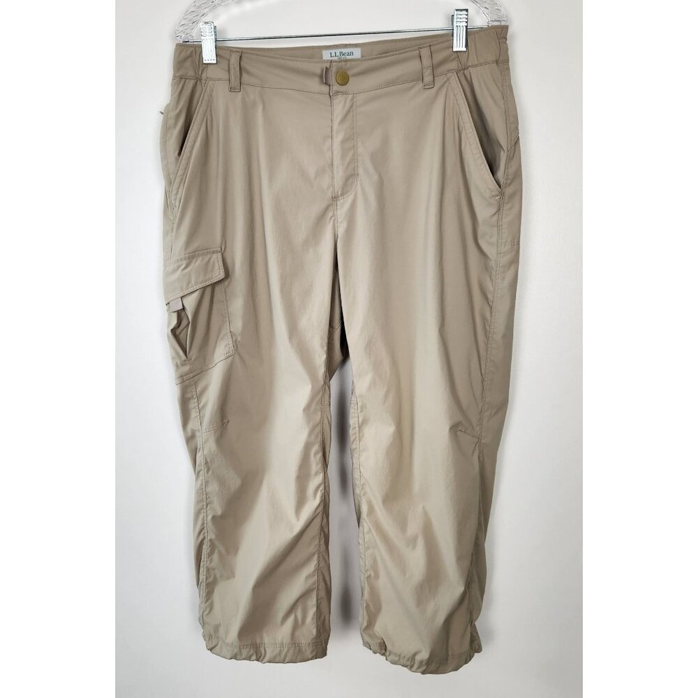 L.L. Bean Women's Khaki 6 Pocket Hiking Cropped Pants, Med, Gorpcore, Outdoors